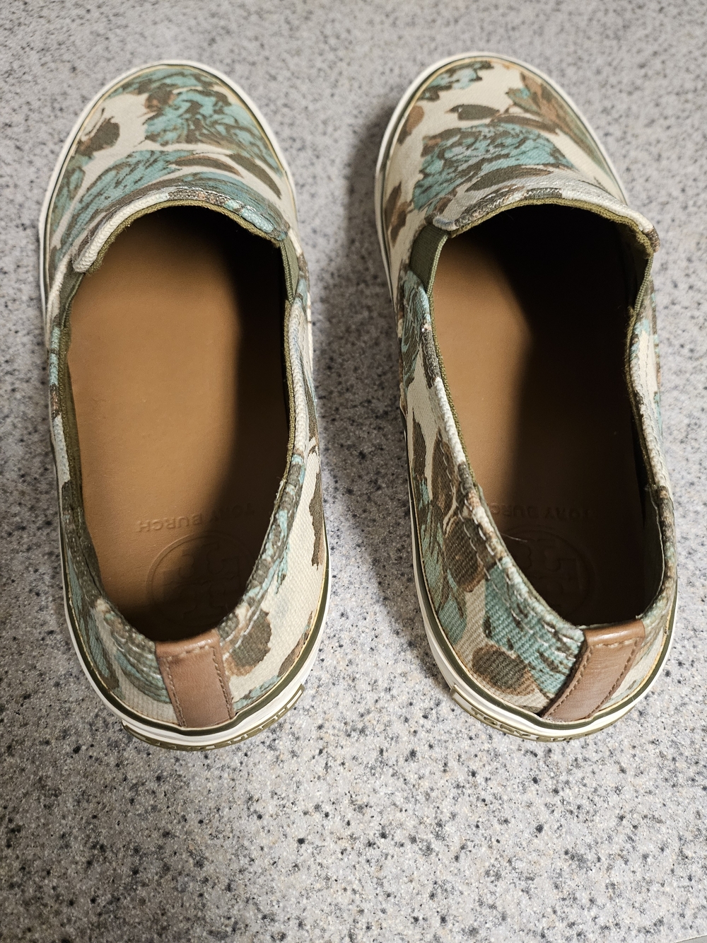Tory Burch Floral Canvas Slip-On Sneakers in Cream, Mint & Brown - Picture 9 of 16